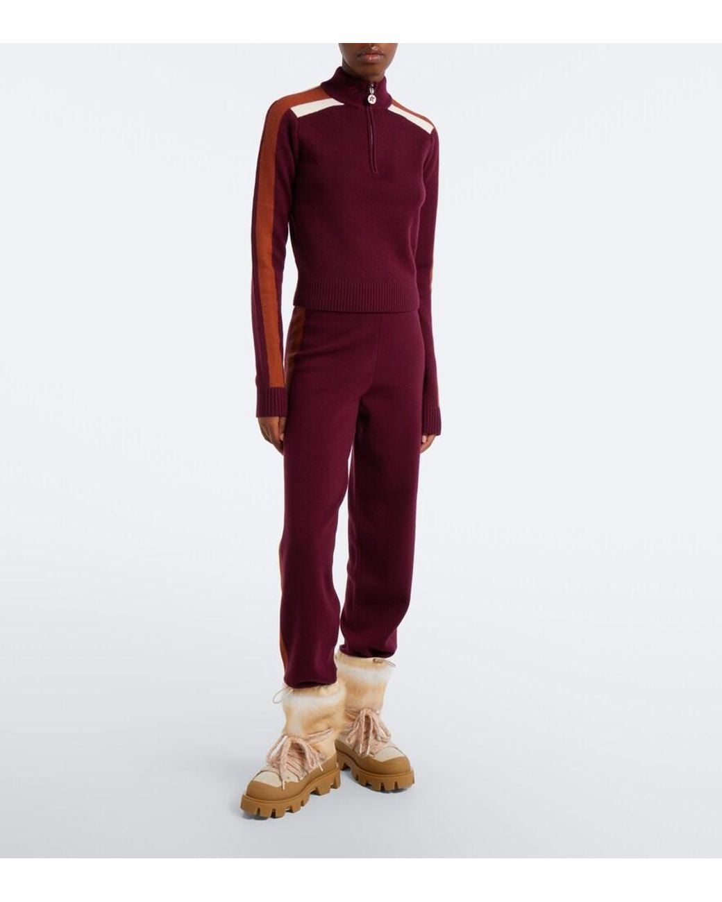 Perfect Moment Purple La Tour Knitted Wool-Blend Sweatpants