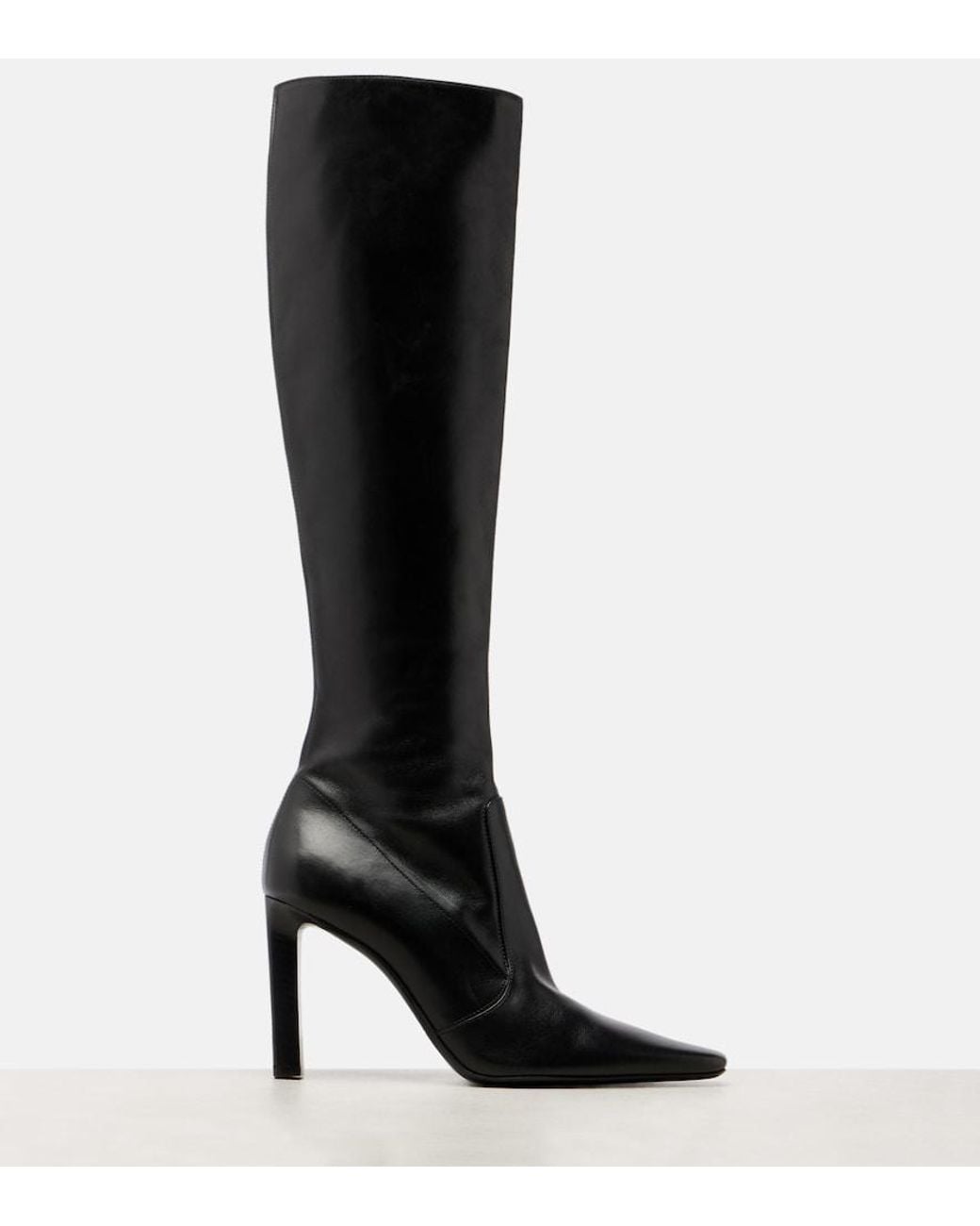 Saint Laurent Black Francoise 95 Leather Knee-High Boots