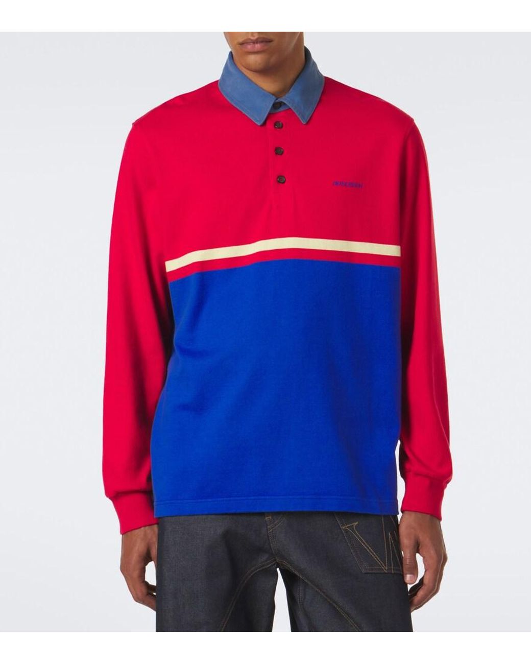 J.W. Anderson Red Paneled Cotton Jersey Polo Shirt for men