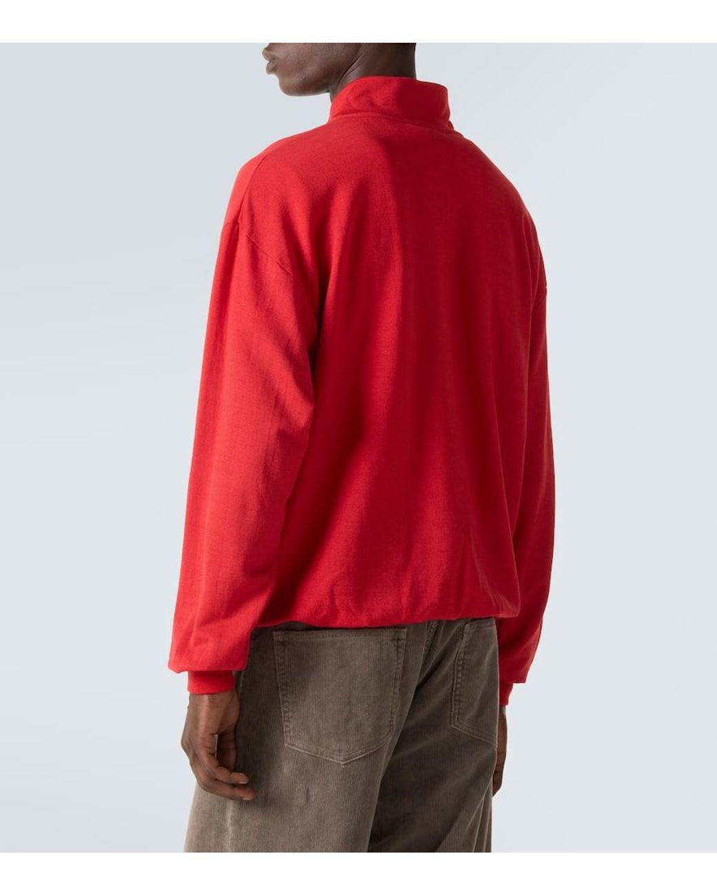 AURALEE Wool-Blend Half-Zip Sweatshirt in Red for Men | Lyst
