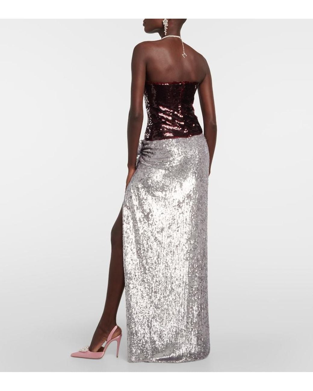 Magda Butrym Black Sequined Bustier Top