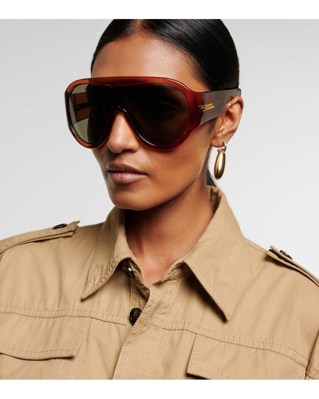 Bottega Veneta Gray Scudo Shield Sunglasses