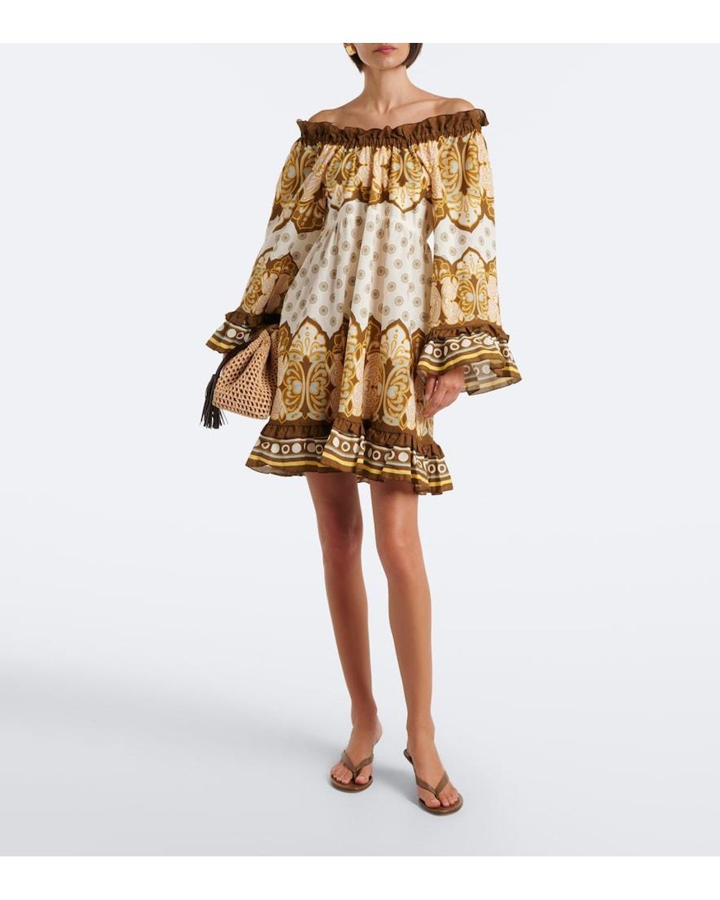 LaDoubleJ Metallic Placee Printed Cotton Minidress