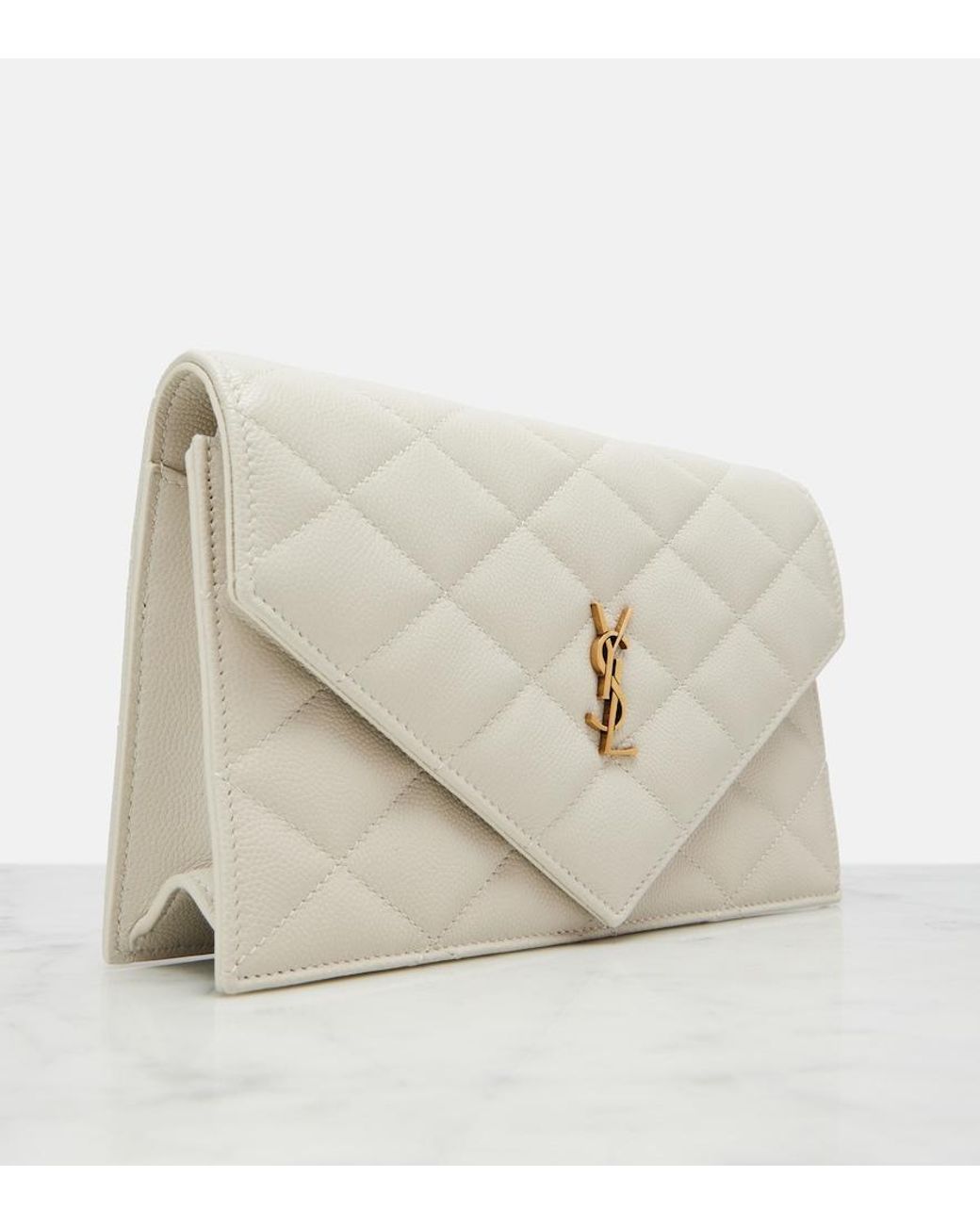 Saint Laurent White Paris Leather Wallet On Chain