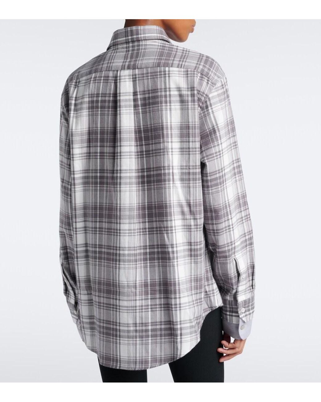 Acne Gray Checked Layered Cotton Flannel Shirt