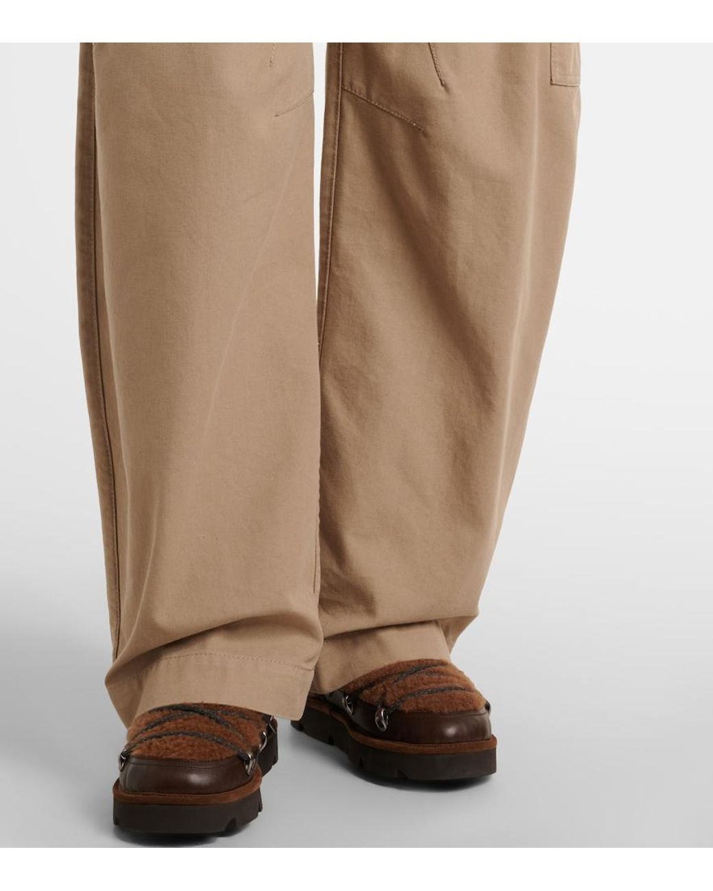 Brunello Cucinelli Natural Cotton Canvas Barrel-Leg Pants