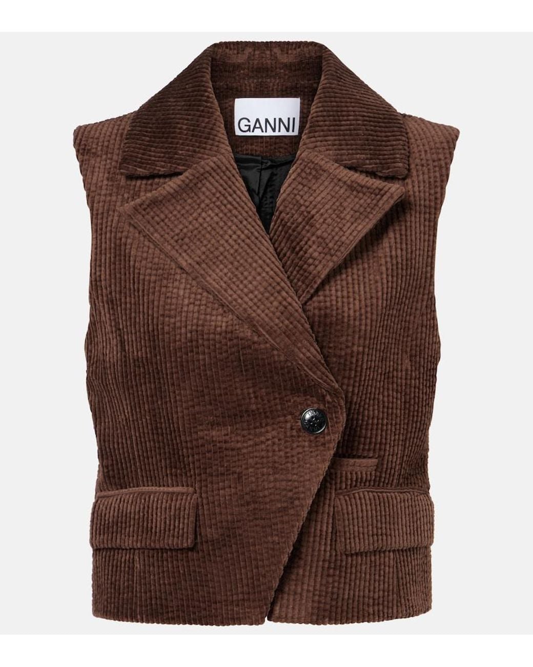 Ganni Brown Cotton Corduroy Vest