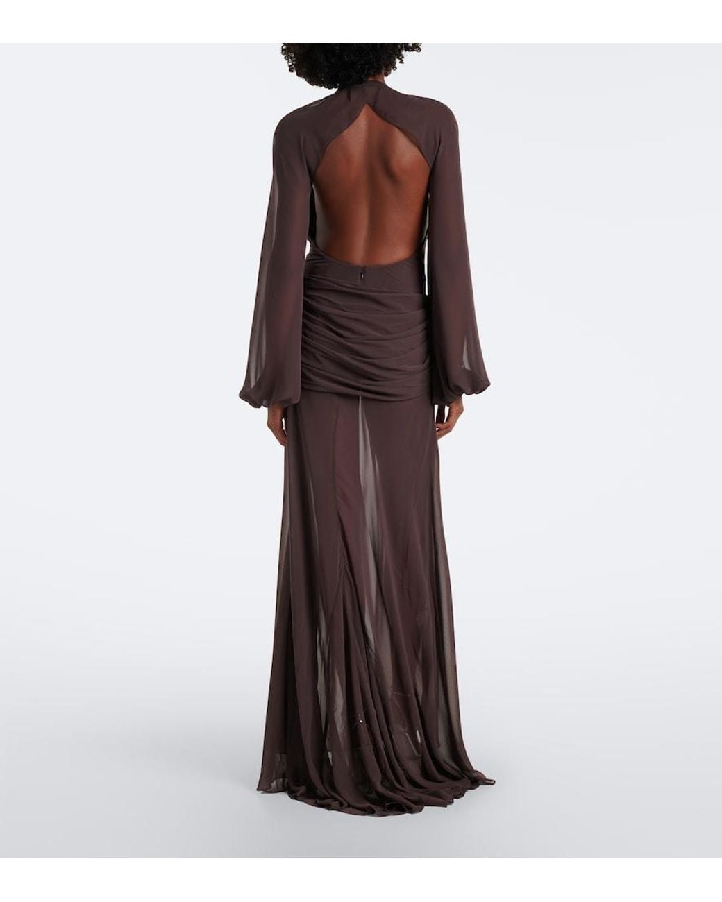 De La Vali Purple Fiorela Chiffon Maxi Dress