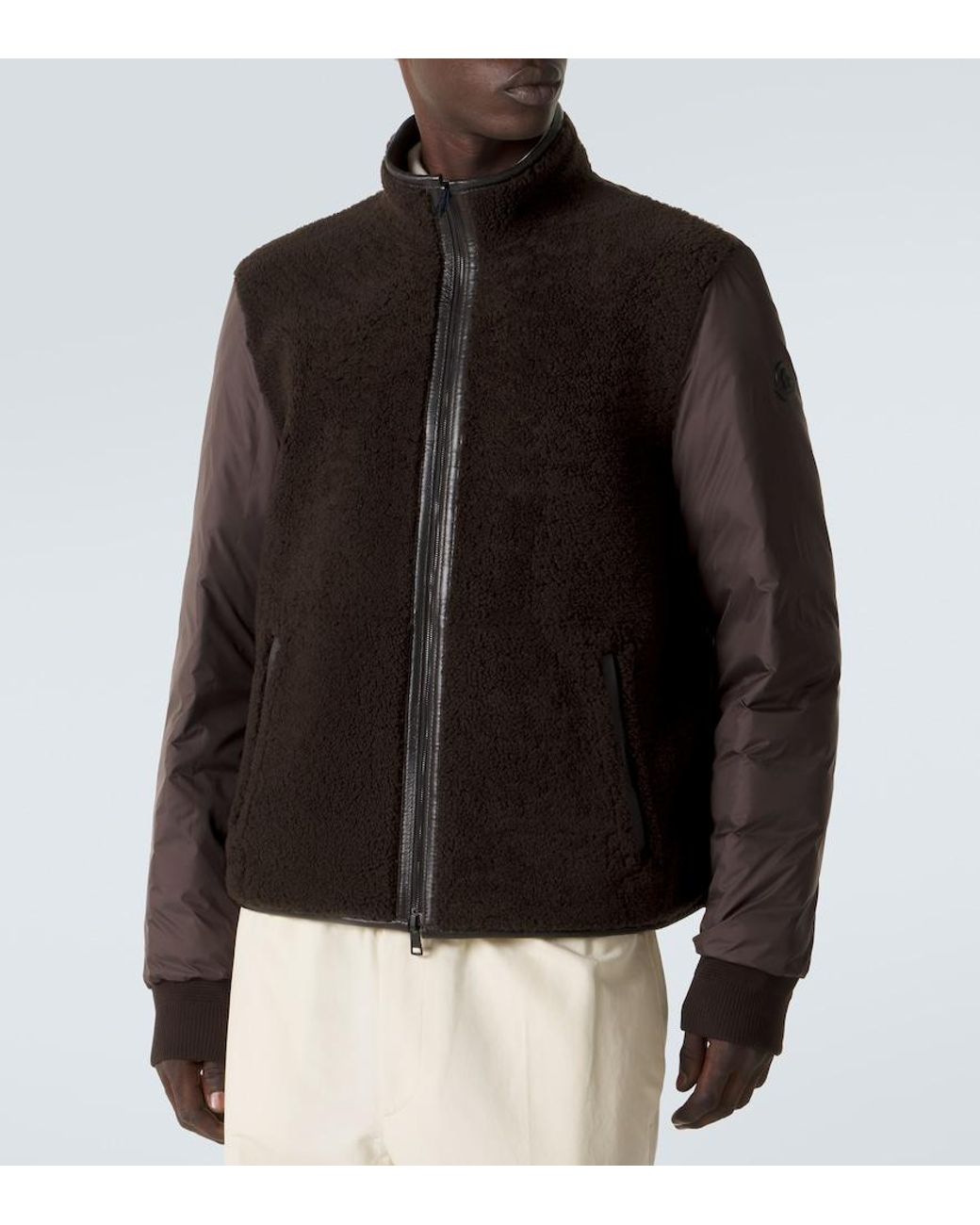 Moncler Brown Reversible Shearling Down Jacket for men