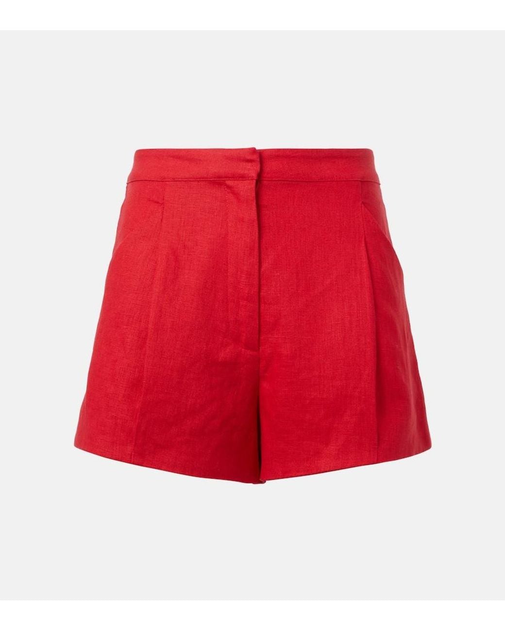 Posse Red Rosalie High-Rise Linen Shorts