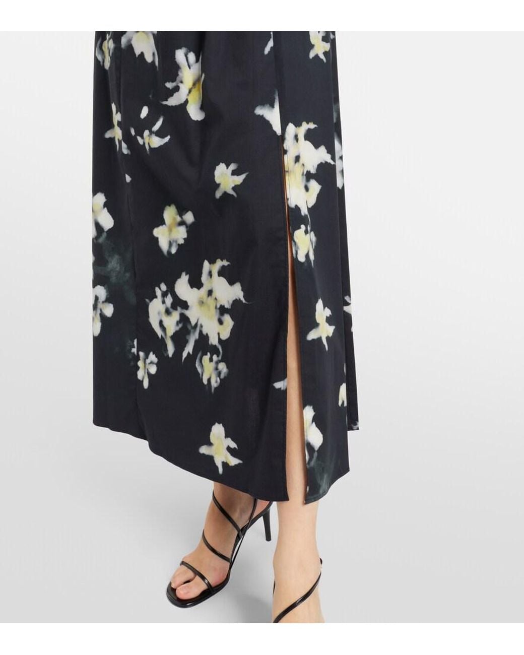 Altuzarra Black Floral Cotton-Blend Midi Dress
