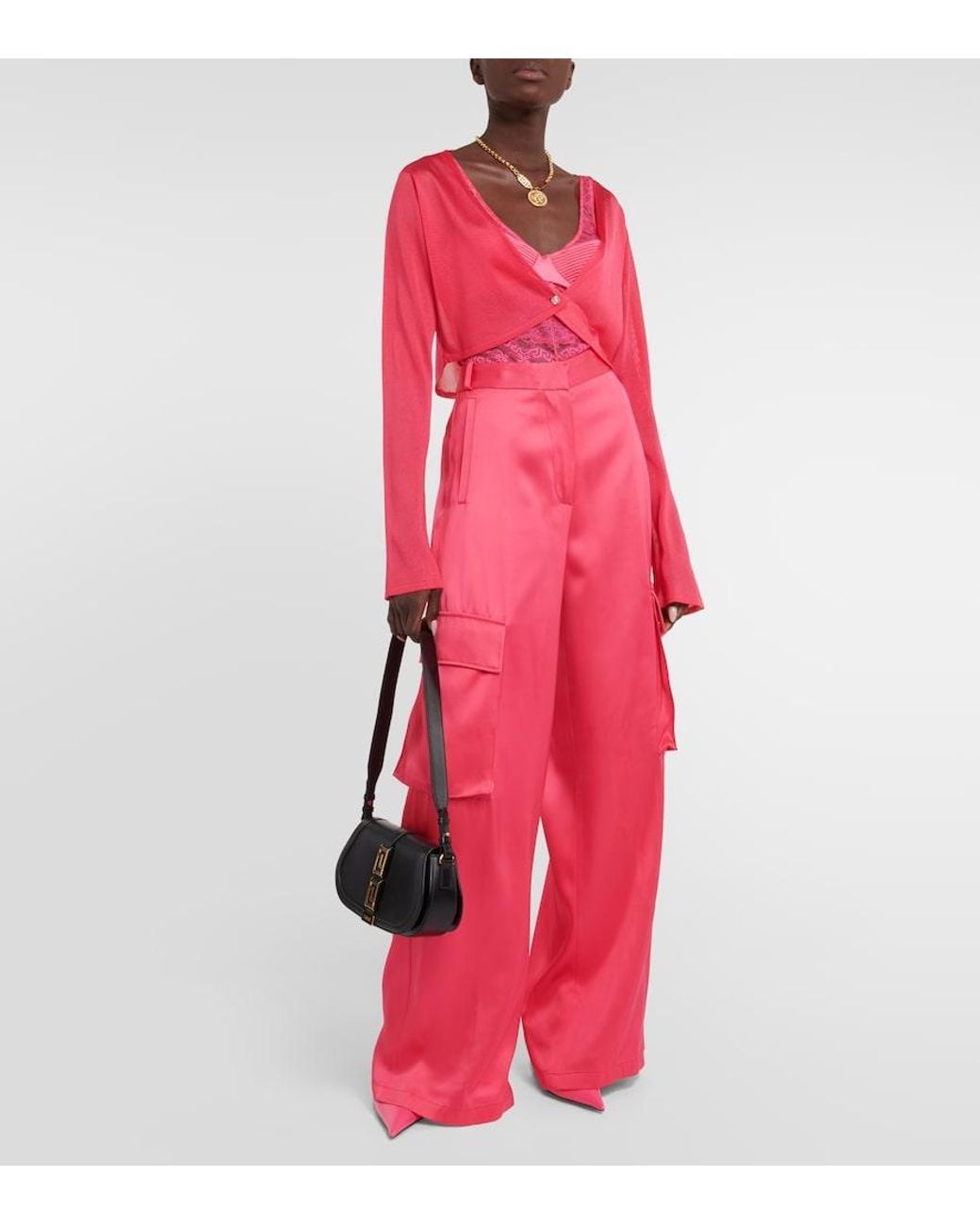 Versace Pink Satin Cargo Pants