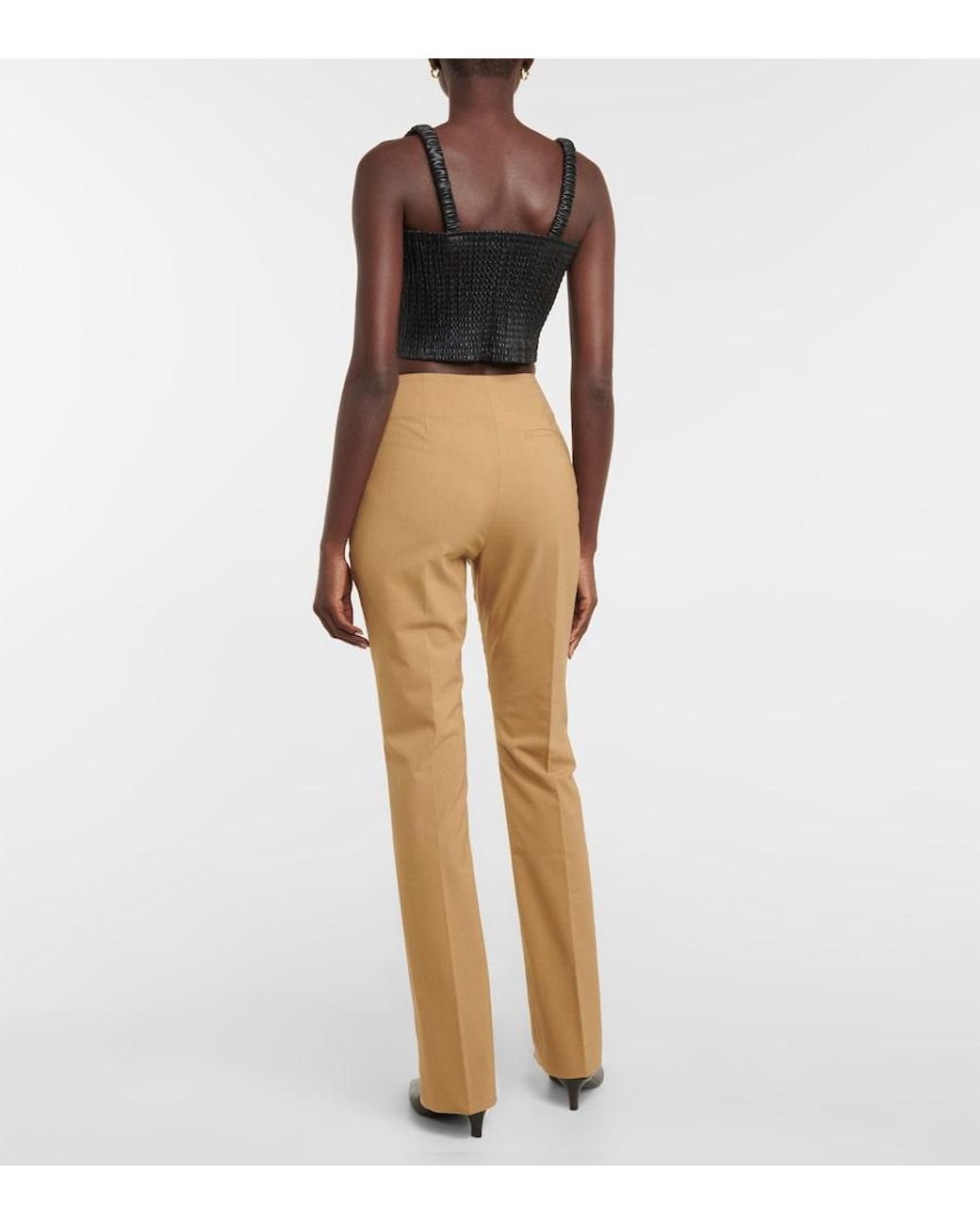 Nanushka Natural Florine Slim Wool-blend Pants