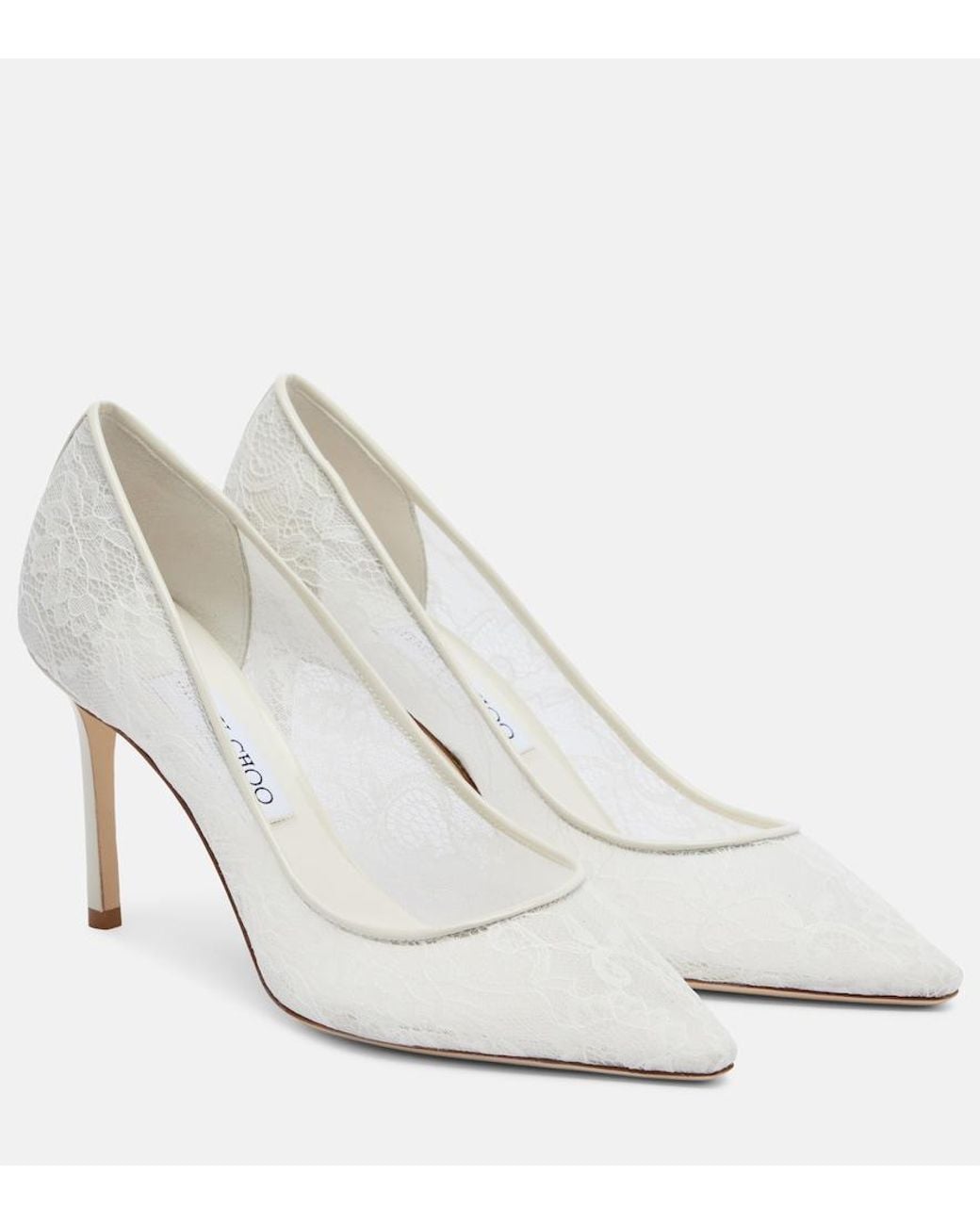 Jimmy Choo White Romy Lace Pumps