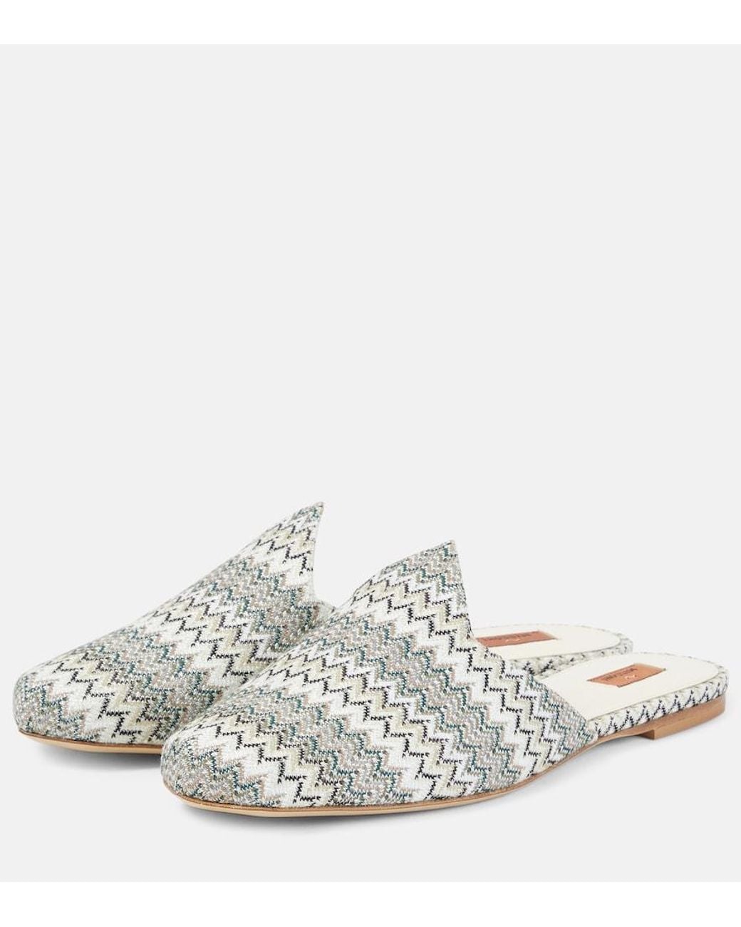 Missoni White Zig Zag Canvas Mules