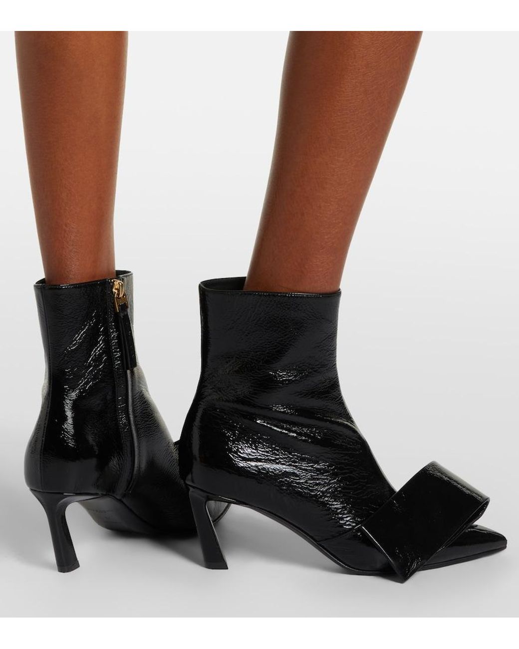 Givenchy Black Twisted Ribbon Leather Ankle Boots