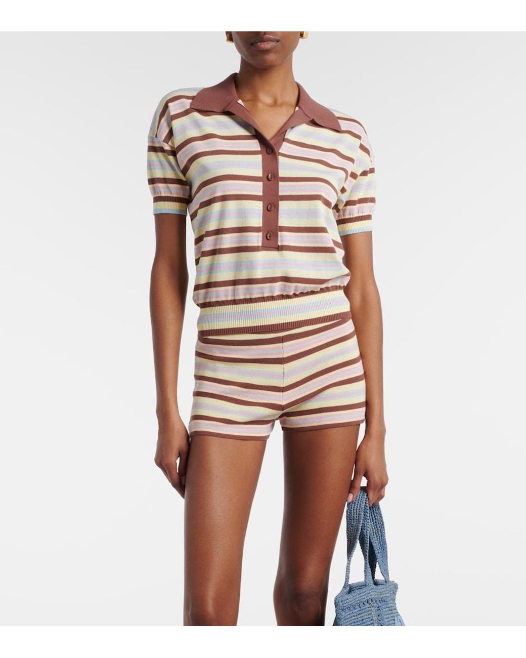 Faithfull The Brand Multicolor Sable Striped Cotton-Blend Polo Shirt