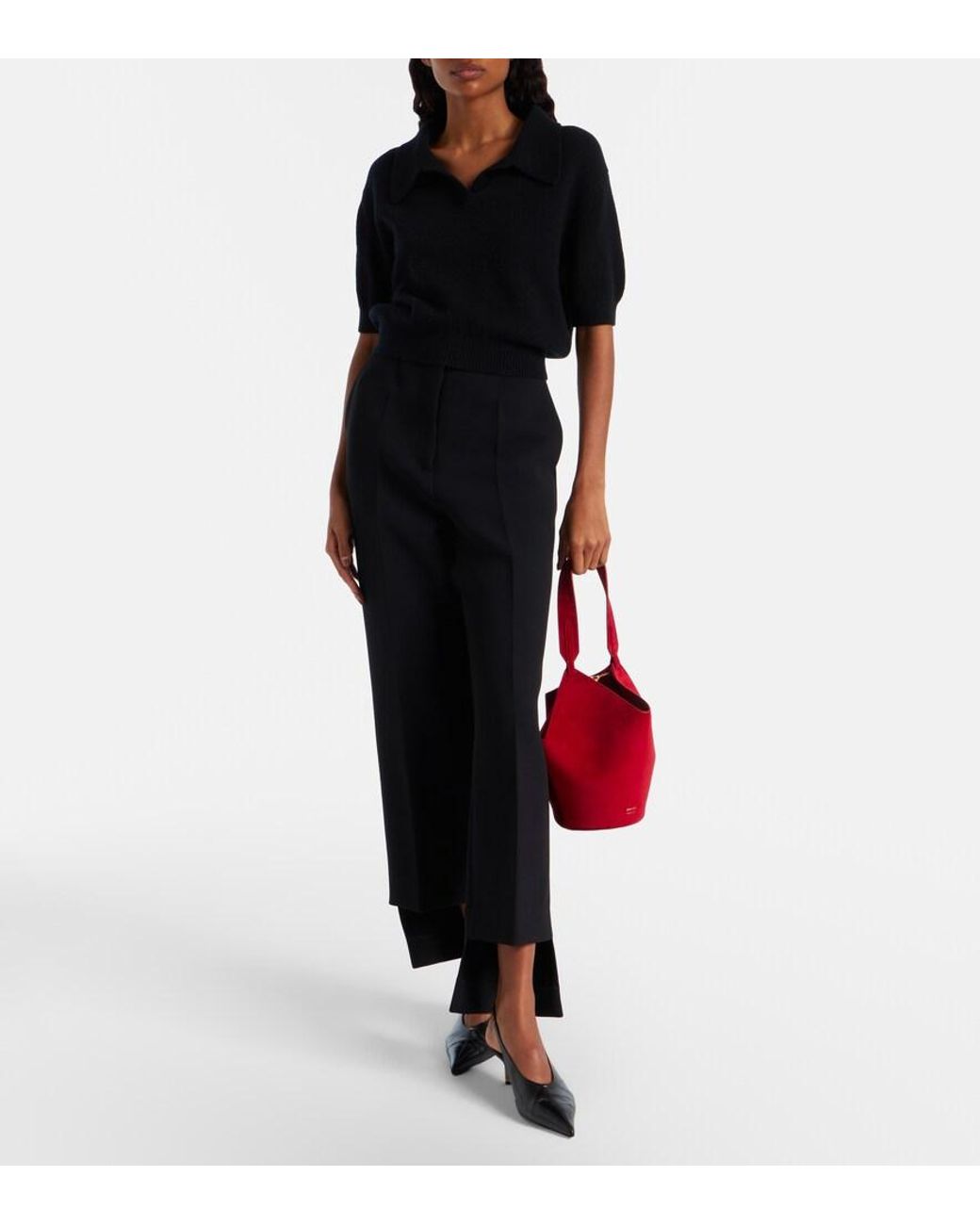 Khaite Black Leni Wool And Cashmere Top