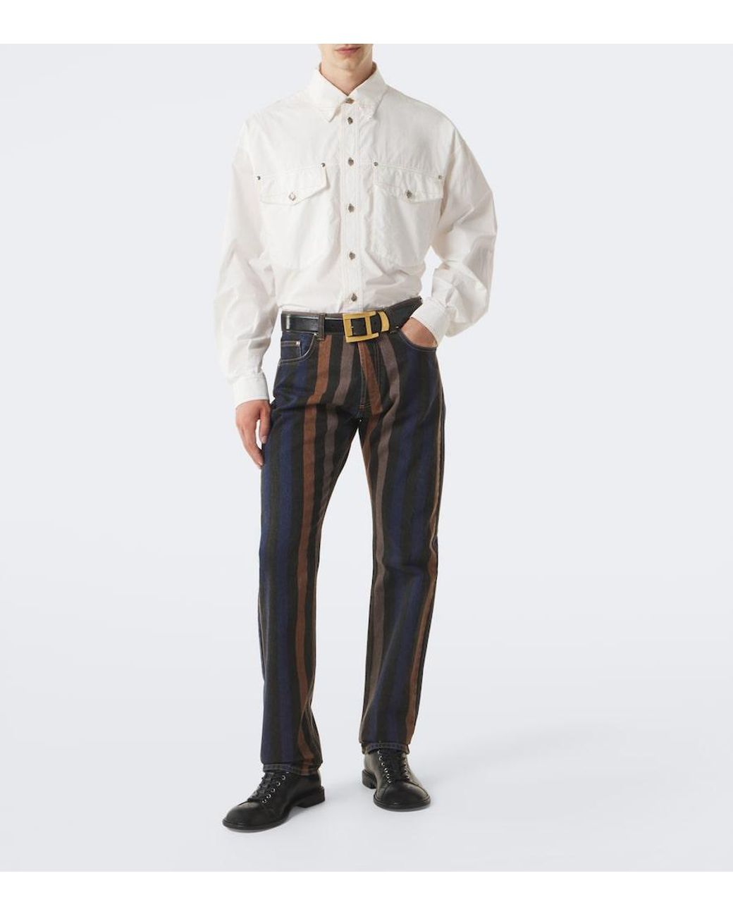 Versace White Medusa Denim Overshirt for men