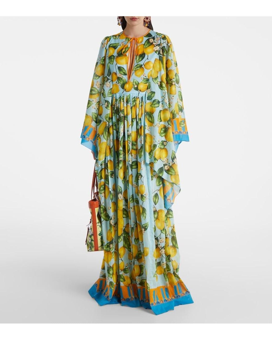 Dolce & Gabbana Yellow Taormina Printed Cotton Kaftan