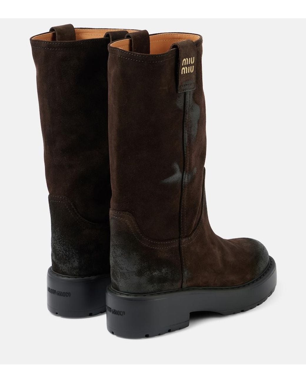 Miu Miu Black Logo Suede Ankle Boots