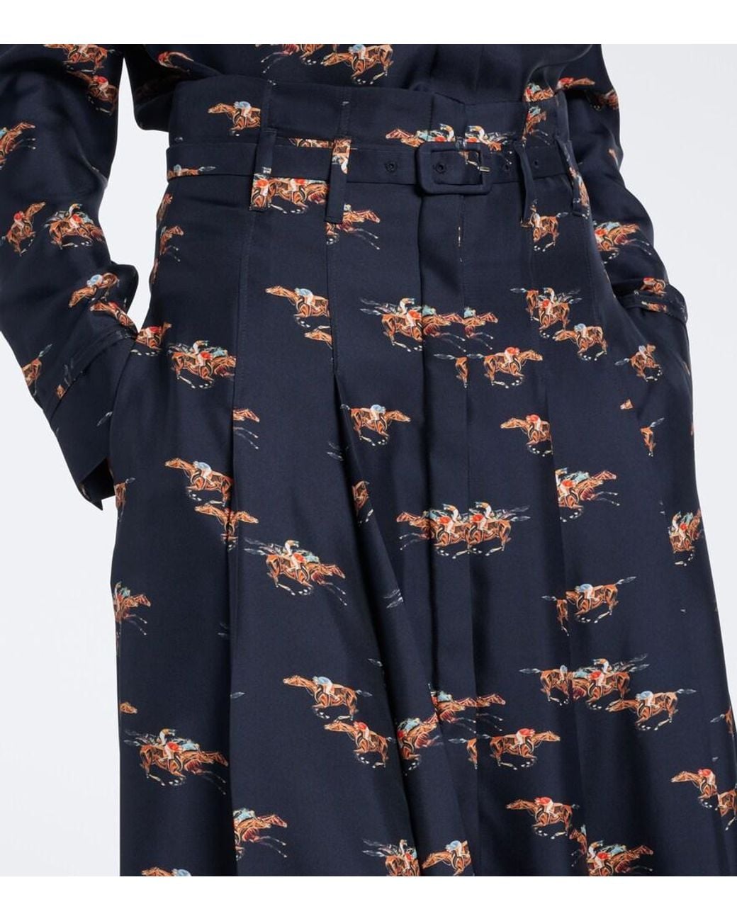 Gabriela Hearst Black Dugald Printed Silk Twill Midi Skirt