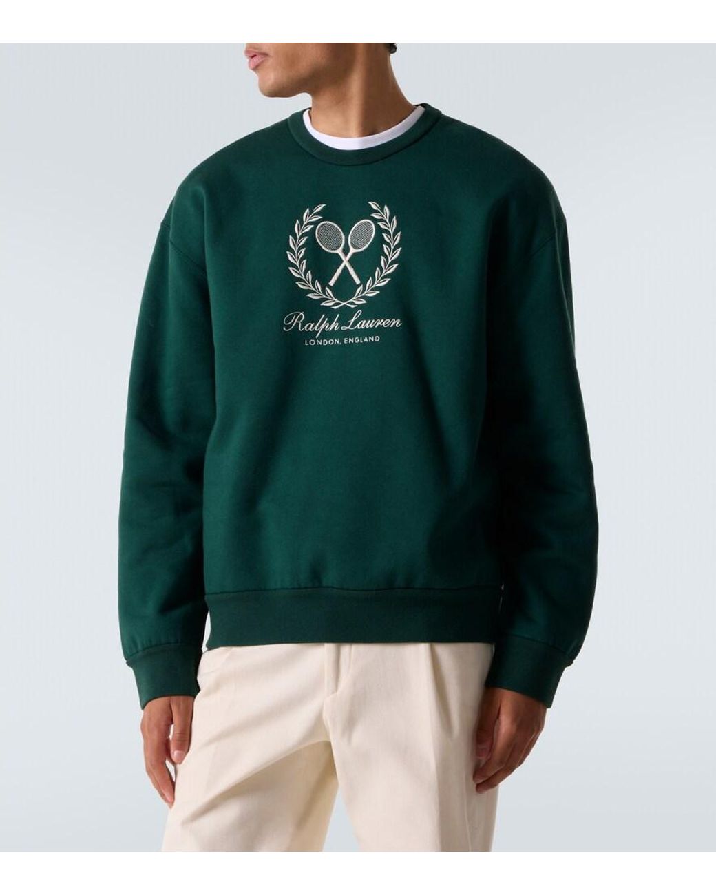 Ralph Lauren Green Logo Cotton And Cashmere Sweatshirt for men