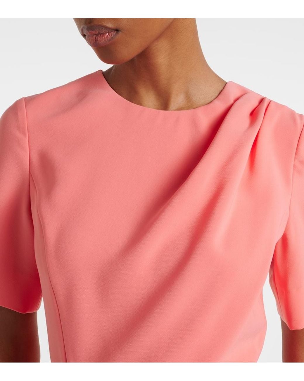 Carolina Herrera Pink Belted Crepe Midi Dress