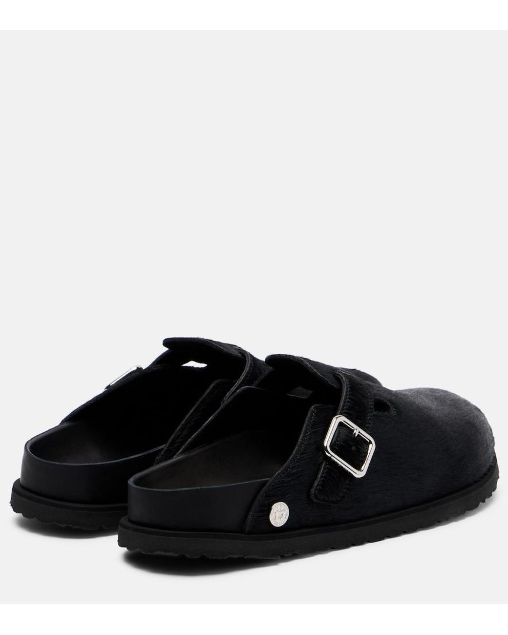 Birkenstock Black Boston Calf Hair Clogs