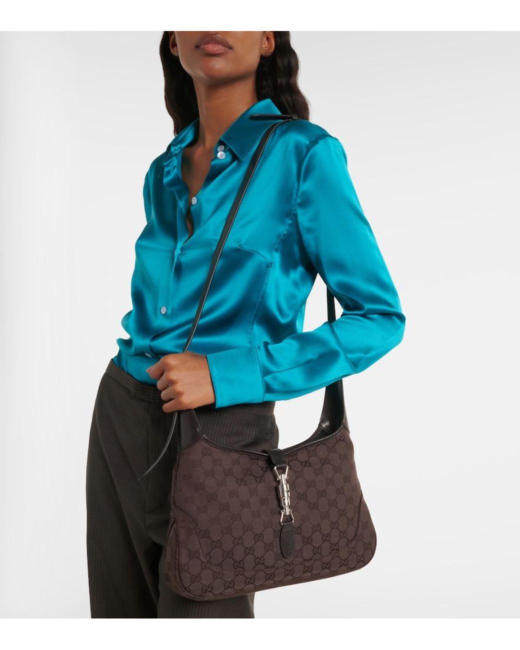 Gucci Black Jackie 1961 Medium Canvas Shoulder Bag