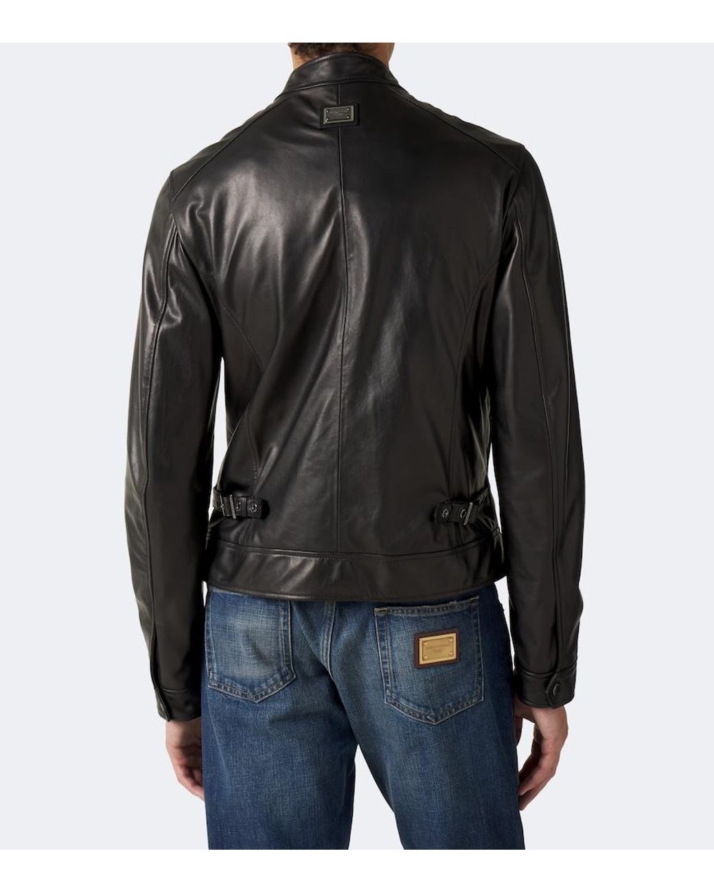 Dolce & Gabbana Black Leather Jacket for men