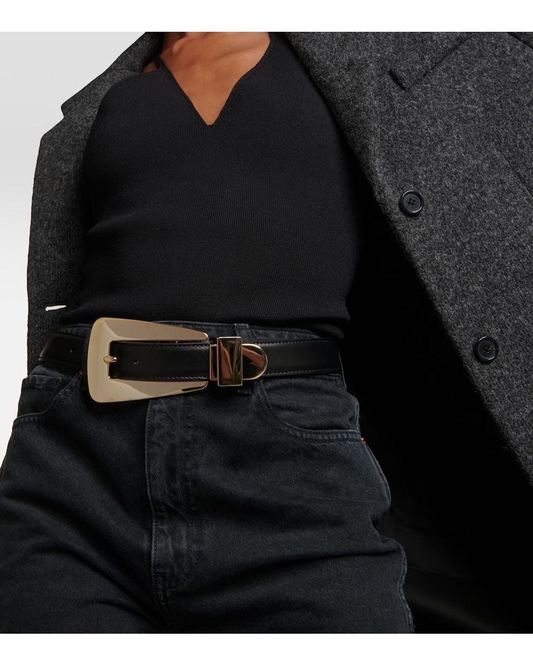 Khaite Black Lucca Leather Belt