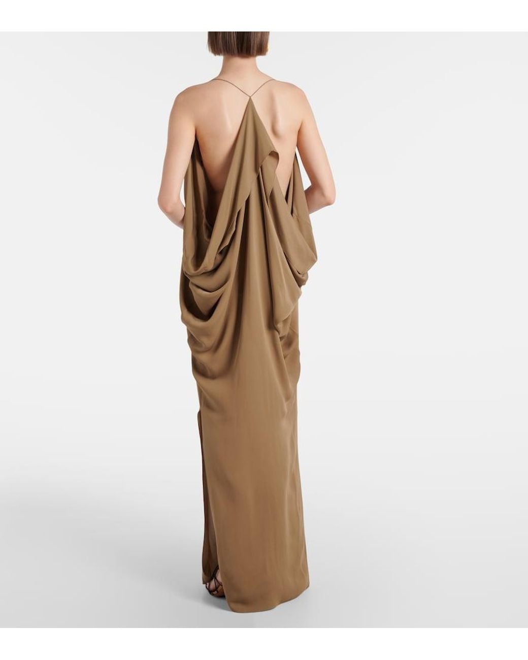 Khaite Brown Dandora Draped Silk Gown