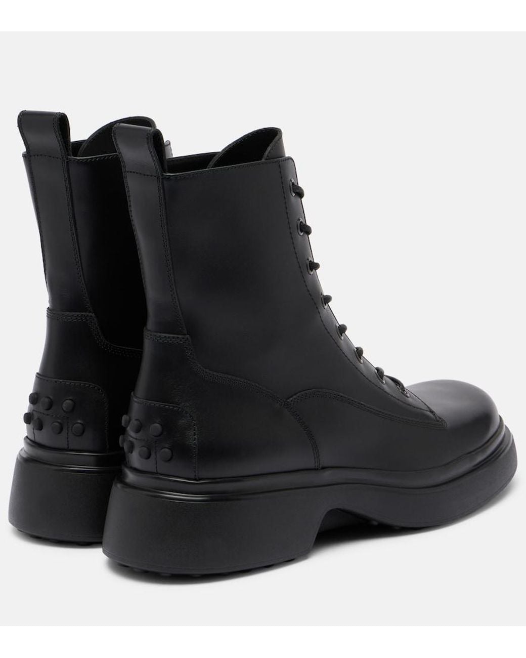 Tod's Black Leather Combat Boots