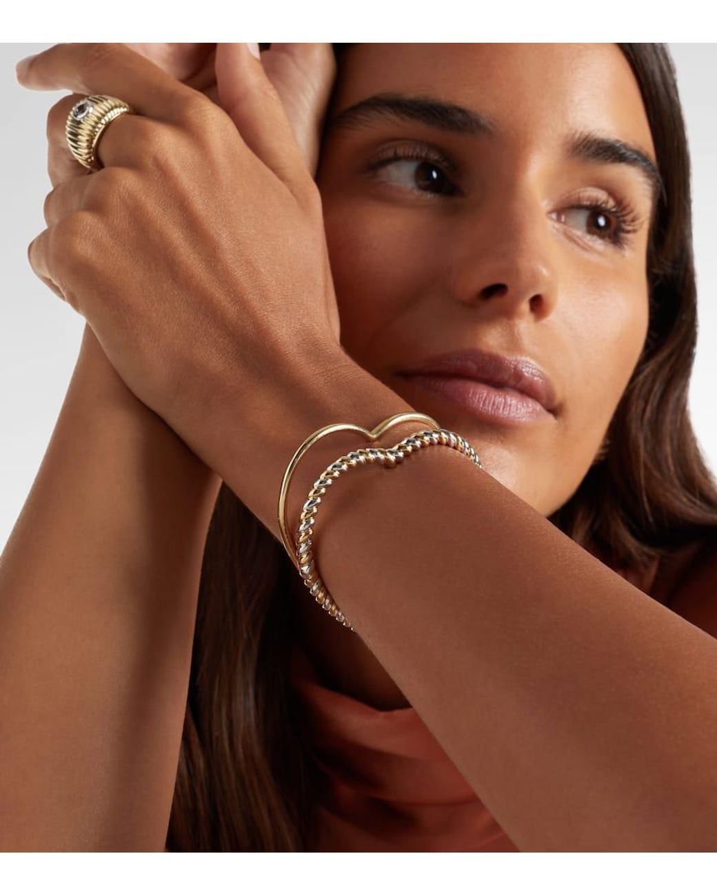 Yvonne Léon Metallic Armreif Jonc Cour Aus 9Kt Gelb- Und Weissgold (375/1000)