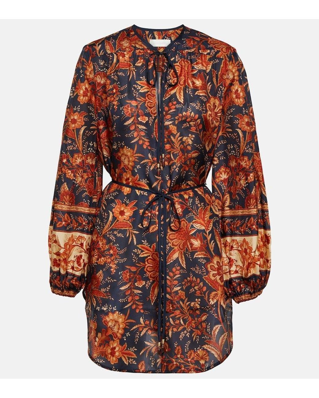 Zimmermann Red Junie Floral Silk Blouse