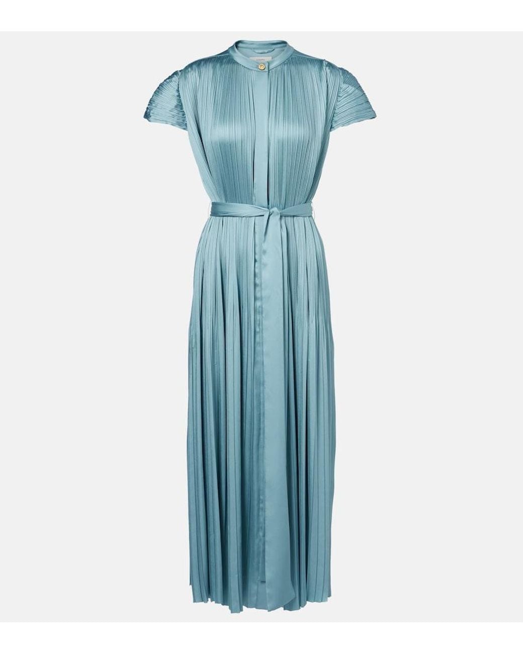 Joseph Blue Phare Plisse Satin Midi Dress