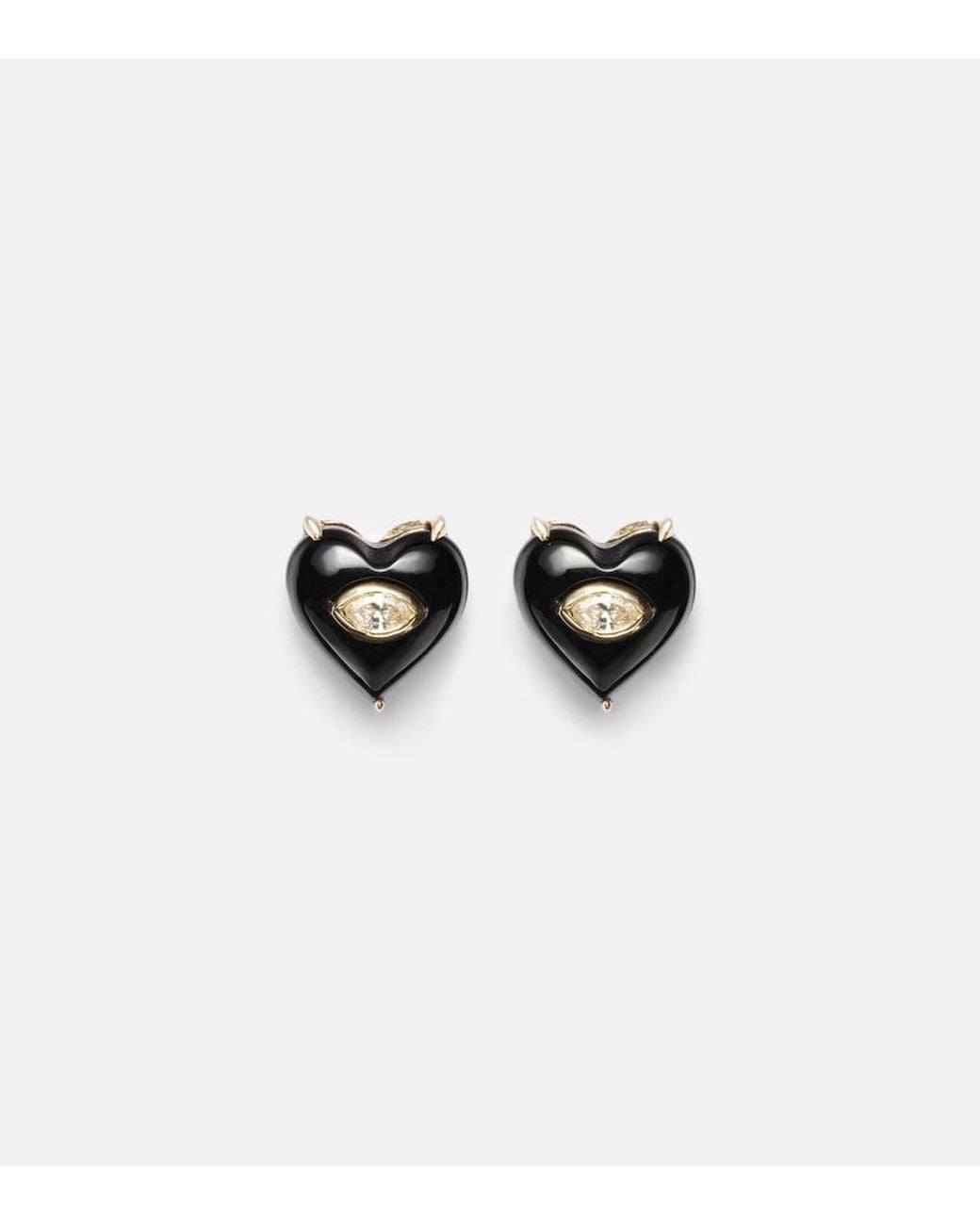 Sydney Evan Black 14Kt Earrings With Diamonds And Onyx