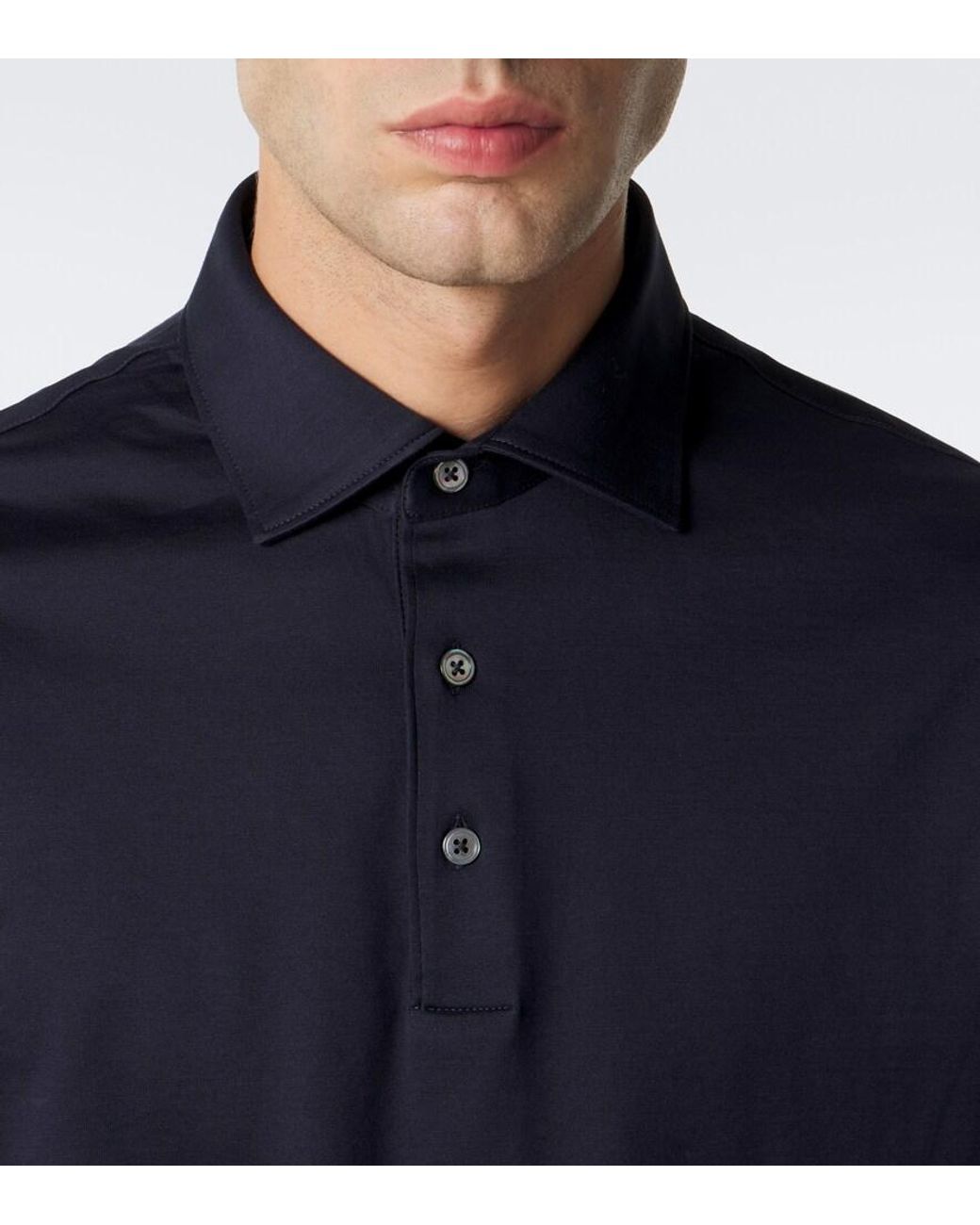 Thom Sweeney Blue Cotton Jersey Polo Shirt for men
