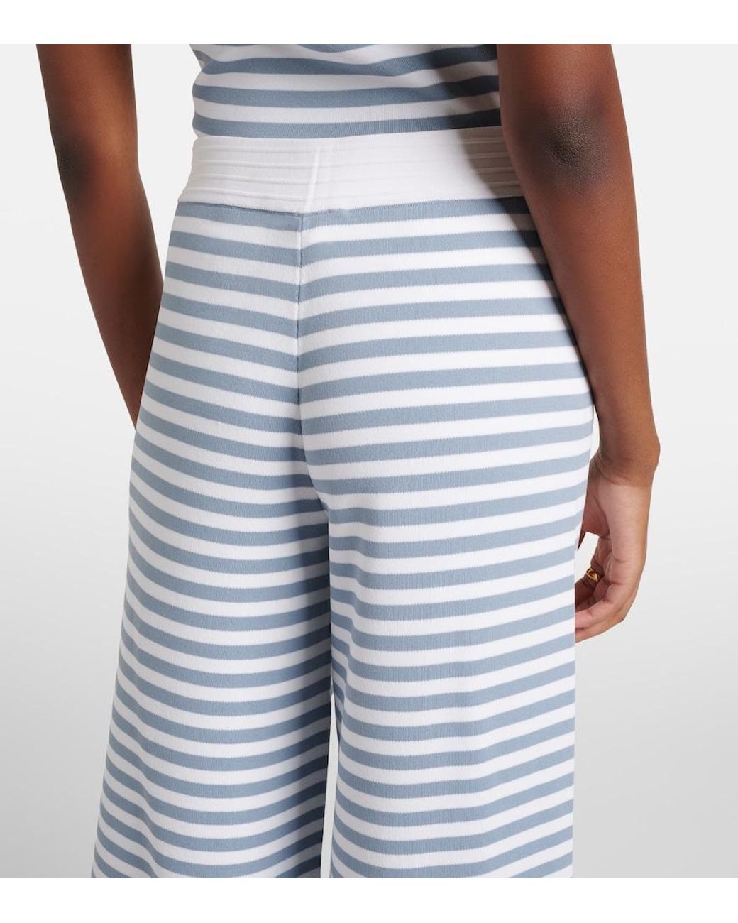 Max Mara Blue Fingere Striped Wide-Leg Pants