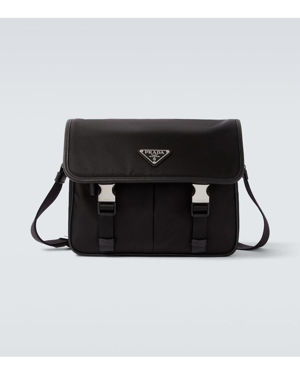 Prada Black Re-Nylon Leather-Trimmed Shoulder Bag for men