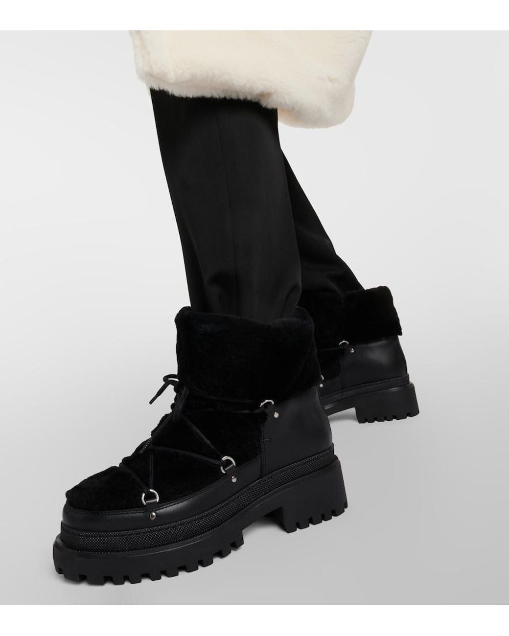 Yves Salomon Black Shearling Ankle Boots