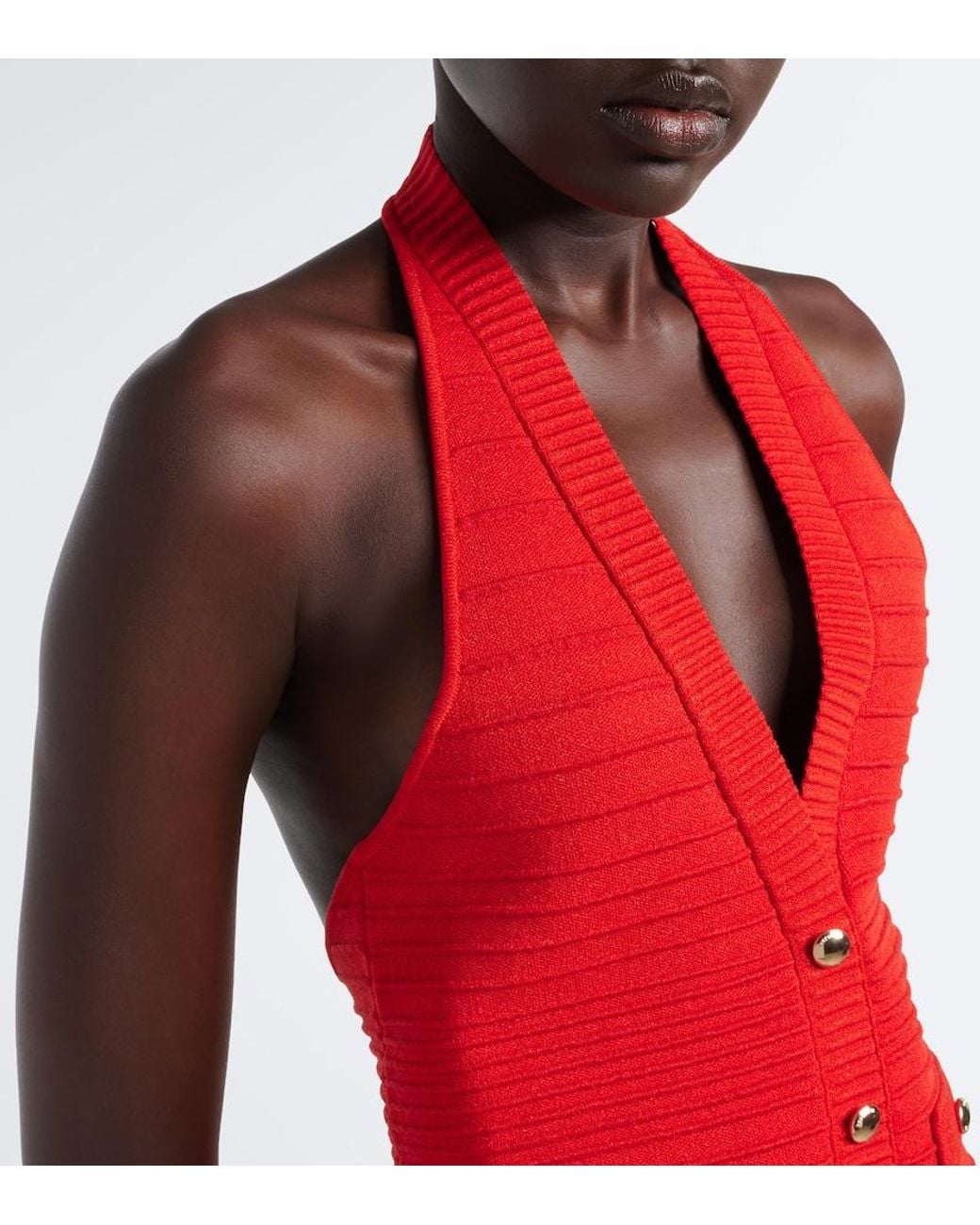 retroféte Red Tinsley Knitted Crop Top