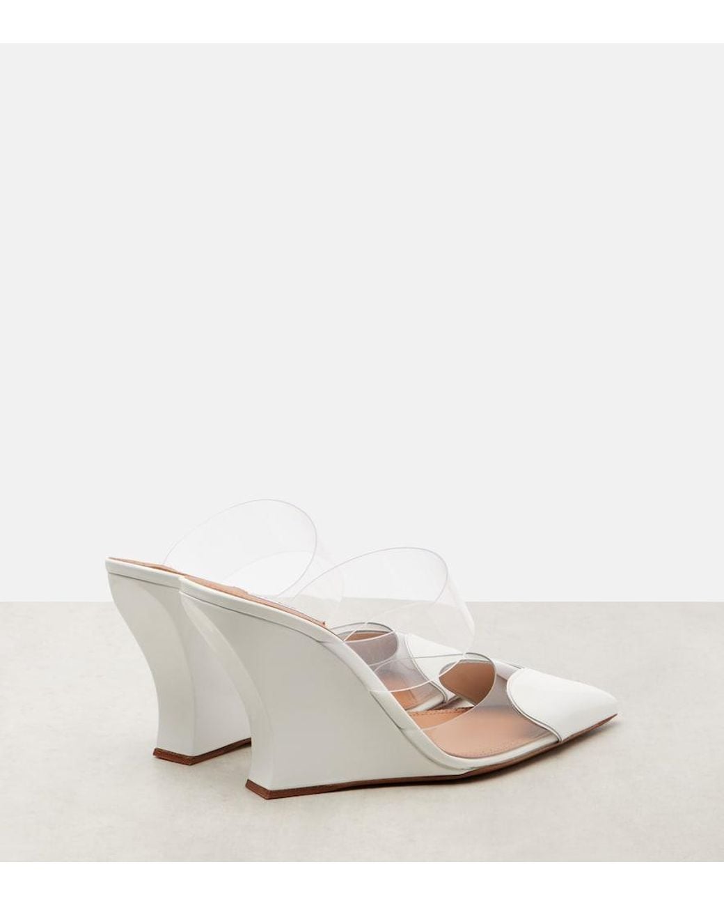 Alaïa White Le Cour 90 Leather And Pu Wedge Mules
