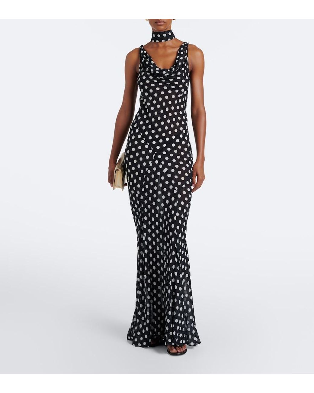 Alexandra Miro Black Harper Polka-Dot Maxi Dress