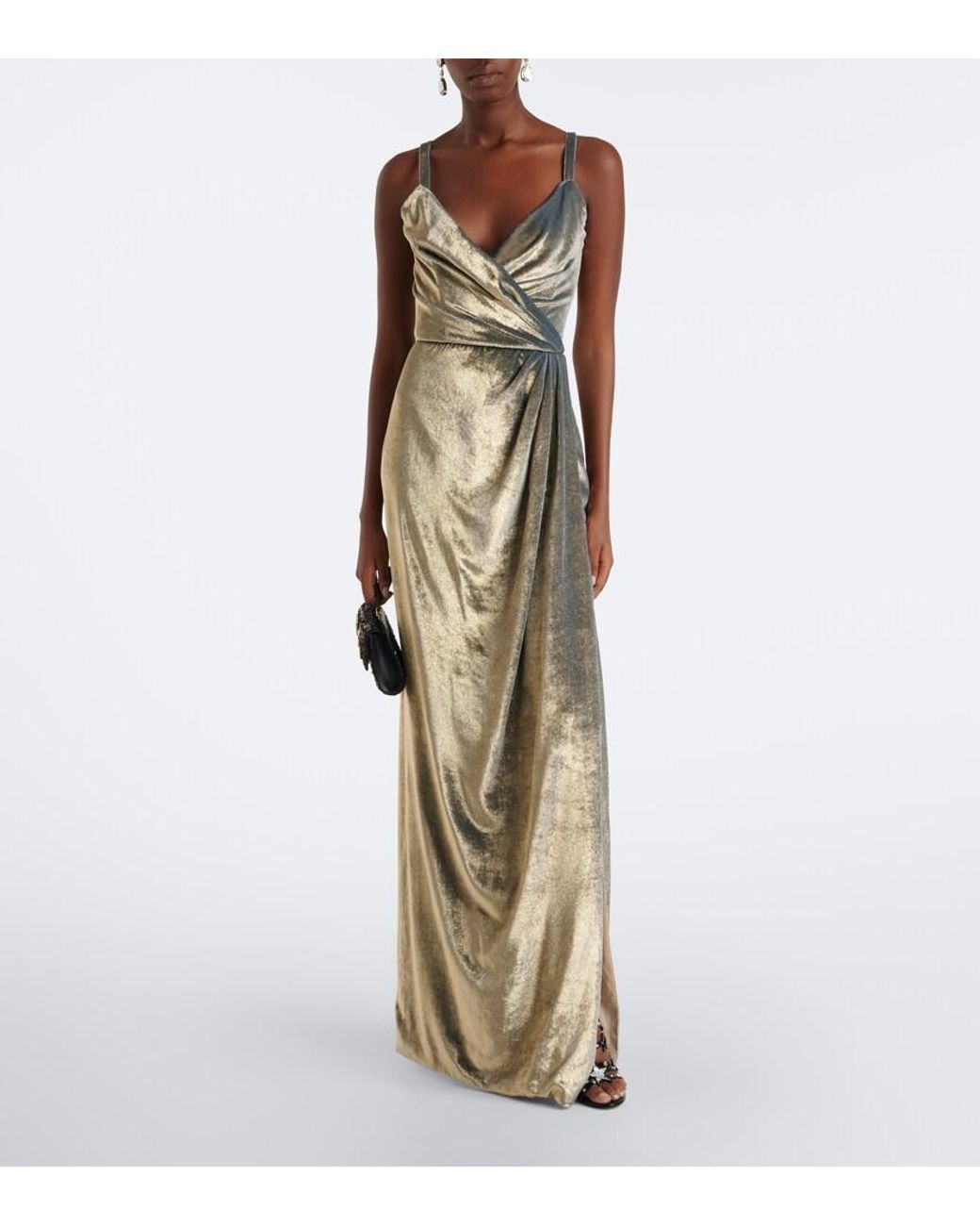 Dolce & Gabbana Metallic Velvet Maxi Dress