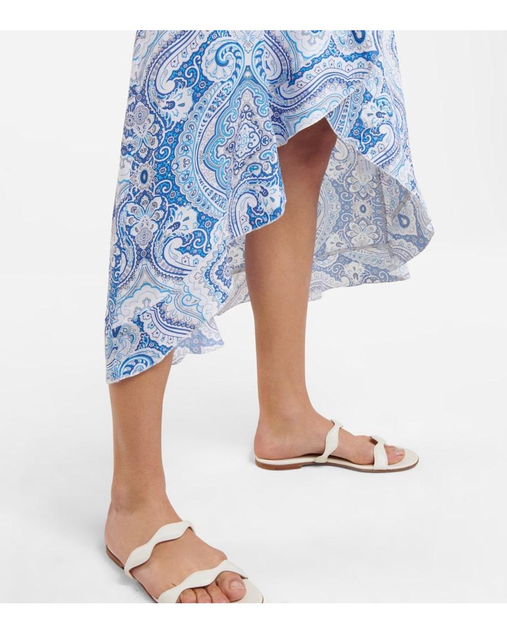 Melissa Odabash Blue Taylor Printed Wrap Midi Dress