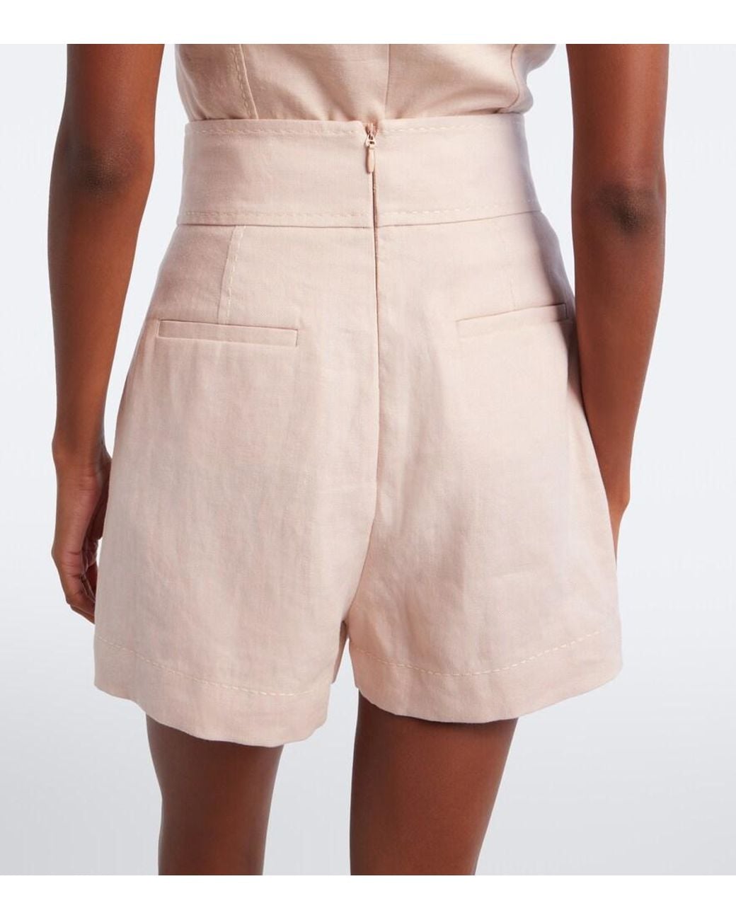 Zimmermann Pink Clash Linen Shorts