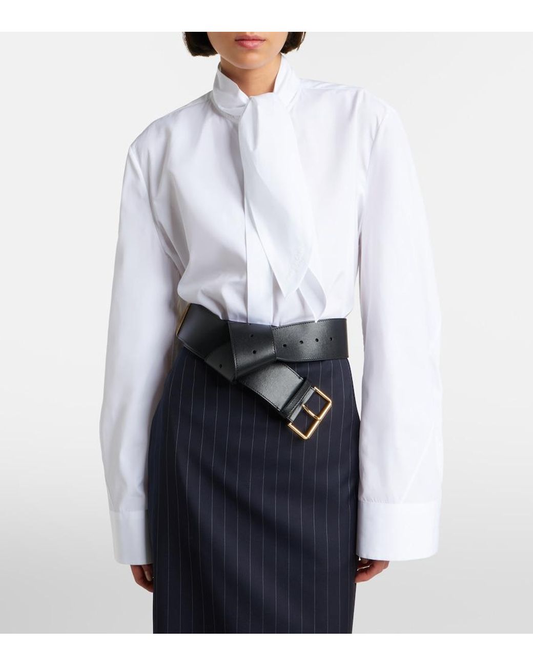 Givenchy White Tie-Neck Cotton Shirt