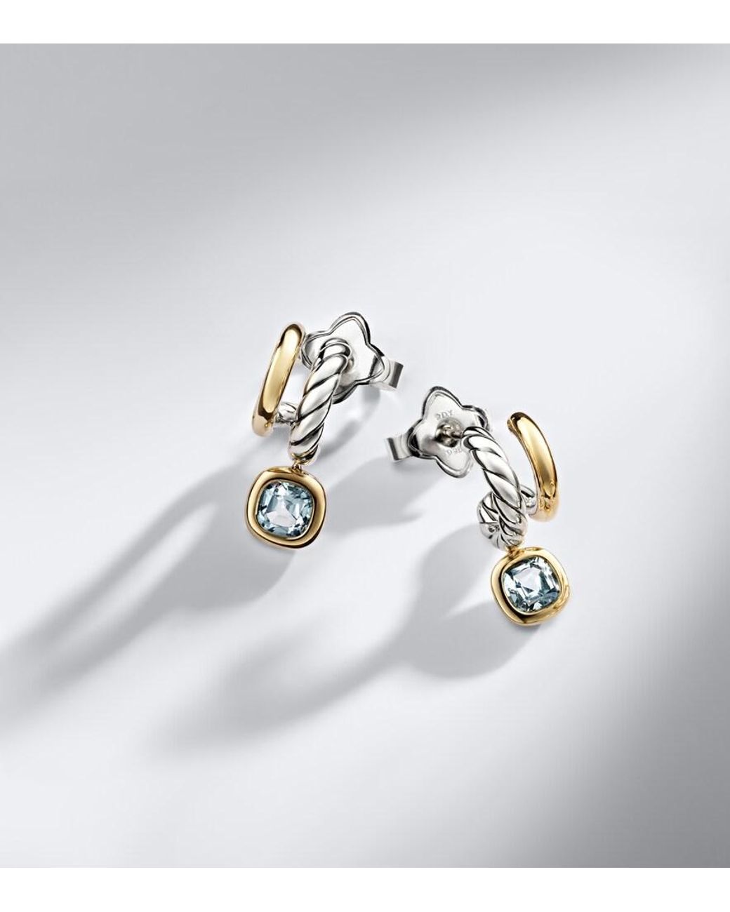 David Yurman White Dy Mercer 18Kt And Sterling Earrings With Topaz
